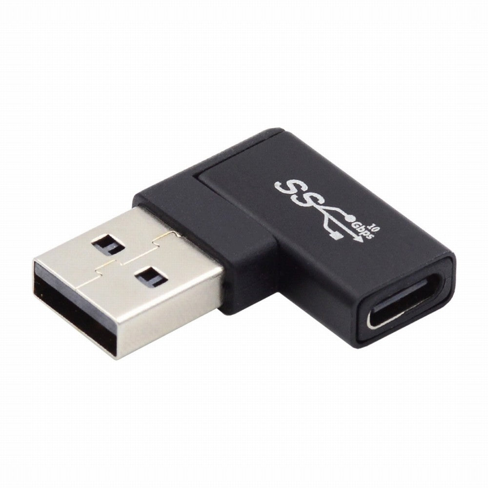 USB-C Type C Female to USB 3.0 A Male Data Adapter Flat Horizontal 90 Degree Right Angled for Laptop Desktop UC-067-RF