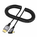 Micro HDMI 2.0 Male to HDMI Male 4K 60hz Stretch Coiled Cable Right Angled 90 Degree for HDTV Computer Laptop Monitor HD-037-RI