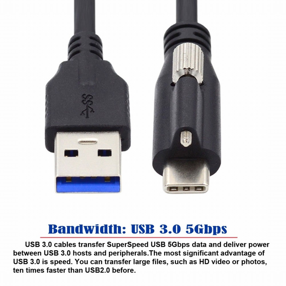 USB 3.1 Type-C Locking Connector to Standard USB3.0 Data Cable for Camera With Panel Mount Screw UC-045