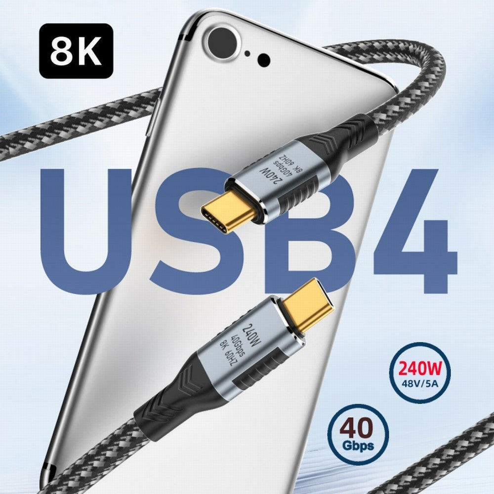 USB-C 240W USB4 Cable 40Gbps USB3.1 100W 8K@60Hz 5K USB4.0 Compatible with Thunderbolt3/4 CC-UC-074