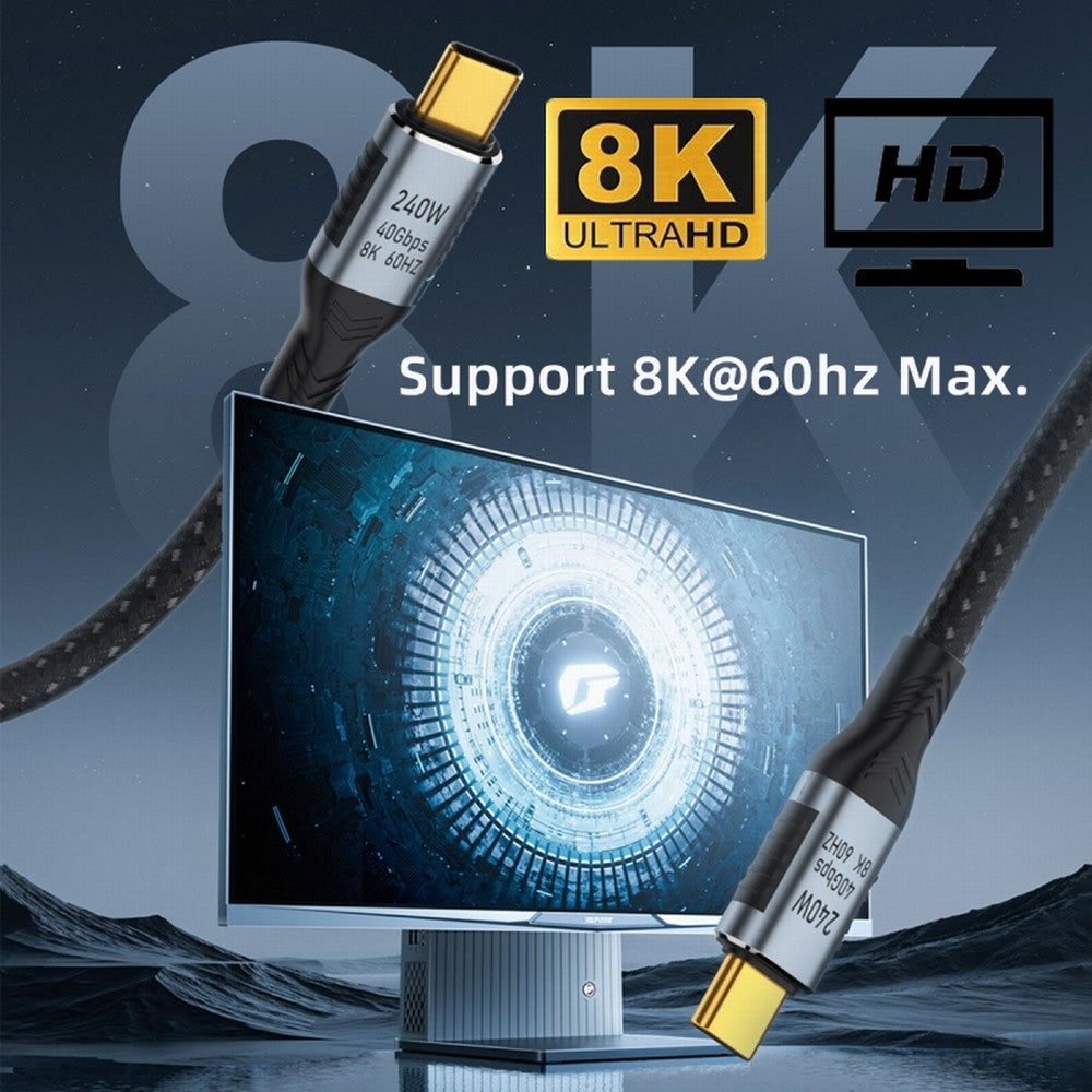 USB-C 240W USB4 Cable 40Gbps USB3.1 100W 8K@60Hz 5K USB4.0 Compatible with Thunderbolt3/4 CC-UC-074
