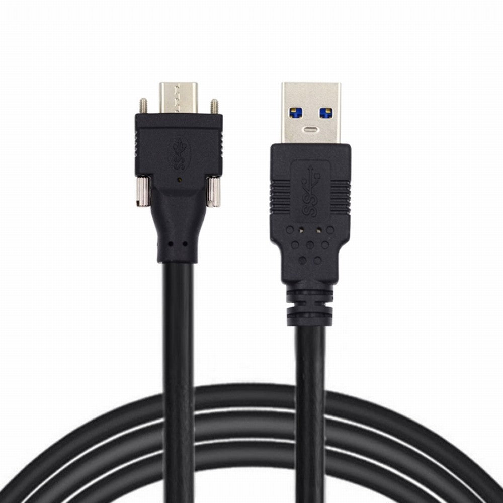 5 Meters USB 3.1 Type-C Dual Locking Connector to Standard USB3.0 Data Cable for Camera With Panel Mount Screw UC-048-5.0M