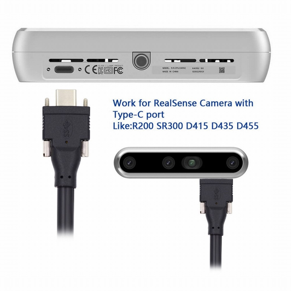 5 Meters USB 3.1 Type-C Dual Locking Connector to Standard USB3.0 Data Cable for Camera With Panel Mount Screw UC-048-5.0M