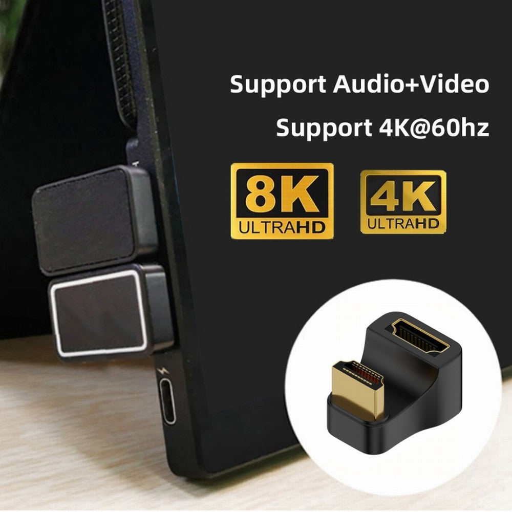 HDMI Male Type-A to HDMI Female Port Savers 360 Degree Down Opposite U Shape Back Angled Extension Adapter Converter HD-024-DN