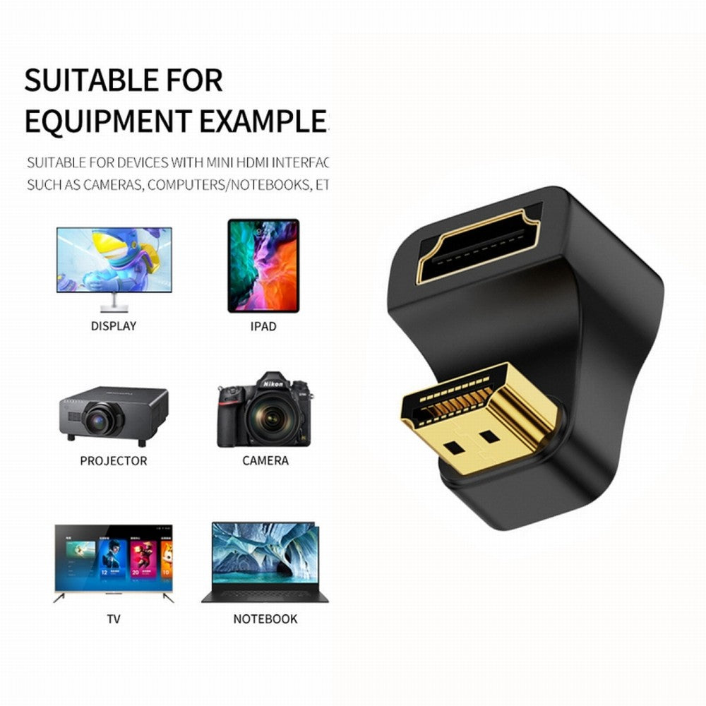 HDMI Male Type-A to HDMI Female Port Savers 360 Degree Up Opposite U Shape Back Angled Extension Adapter Converter HD-024-UP