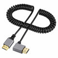 HDMI 2.0 Male to HDMI Male 4K 60hz Stretch Coiled Cable Right Angled 90 Degree for HDTV Computer Laptop Monitor HD-035-RI