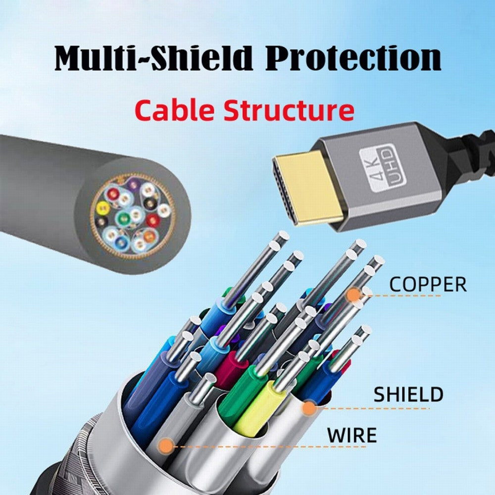 HDMI 2.0 Male to HDMI Male 4K 60hz Stretch Coiled Cable Down Angled 90 Degree for HDTV Computer Laptop Monitor HD-035-DN