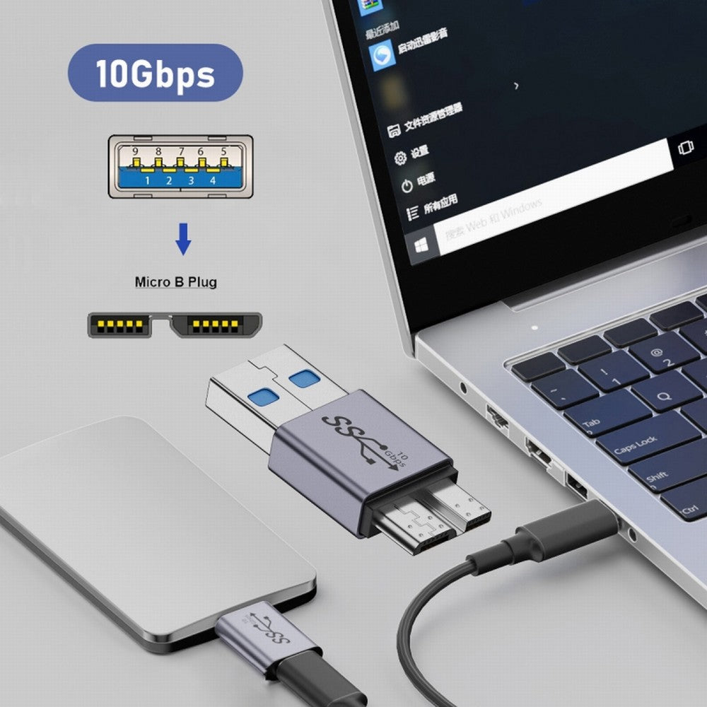 USB-C USB 3.1 Type A Male to Micro USB 3.0 Male Data Adapter 10Gbps Data Power for Laptop SSD Disk UC-082-MMAM