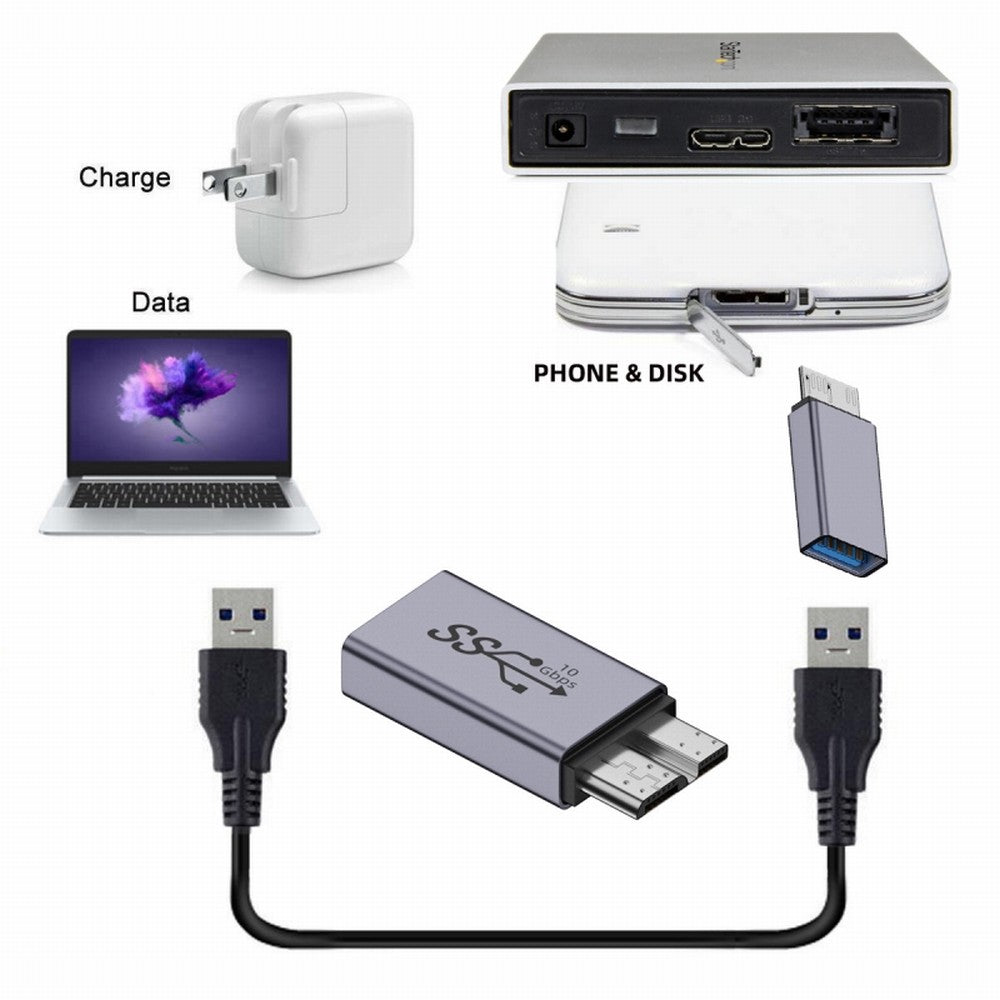 USB-C USB 3.1 Type A Female to Micro USB 3.0 Male Data Adapter 10Gbps Data Power for Laptop SSD Disk UC-082-MMAF