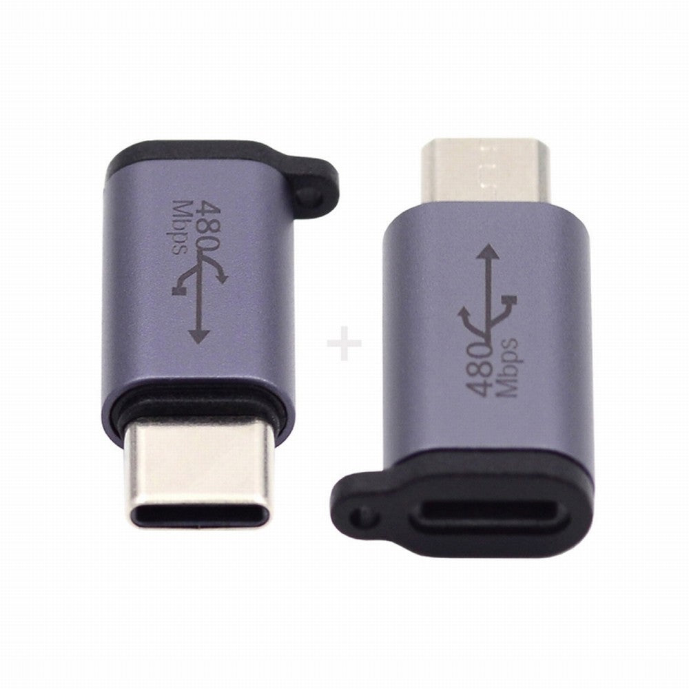 2pcs/lot USB2.0 8P Female to Micro USB Type-C USB-C Male Power Adapter 480Mbps Data with Chain Holes UC-091-LF