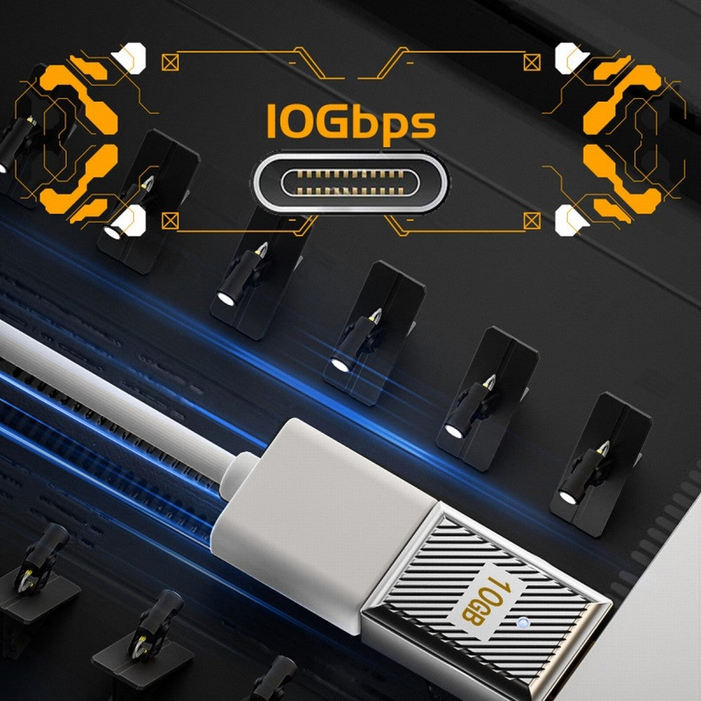 USB-C USB 3.1 Type C Female to USB 3.0 A Female 10Gbps OTG Data 120W Power Adapter Alloy Shell Mecha Cyberpunk Style UC-017-FE