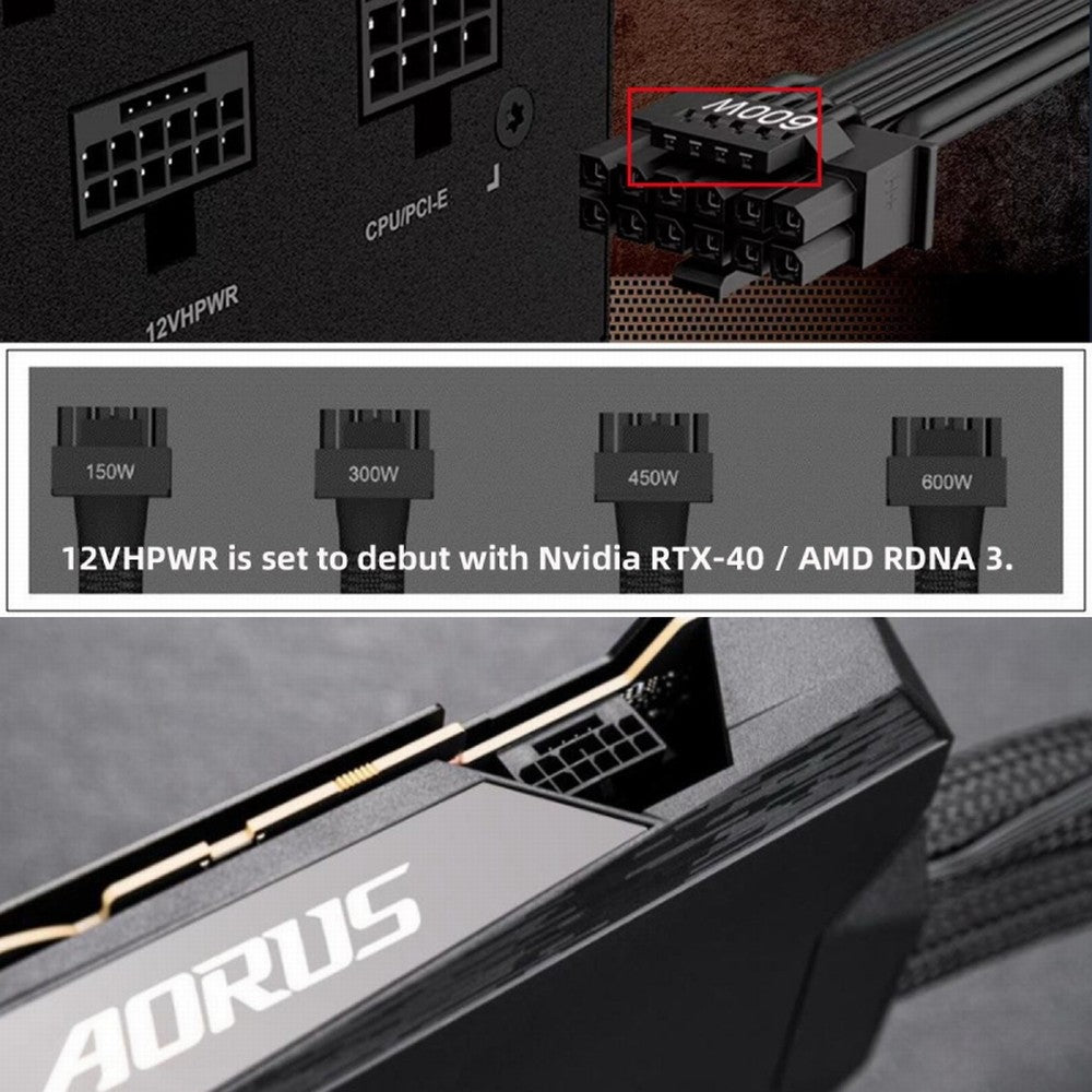 12VHPWR ATX3.0 PCI-E 5.0 Power Modular to Three ATX 8P Adapter for 4080 5090TI 16Pin 12+4P Graphics Card Down Angled 90 Degree PW-048-DN