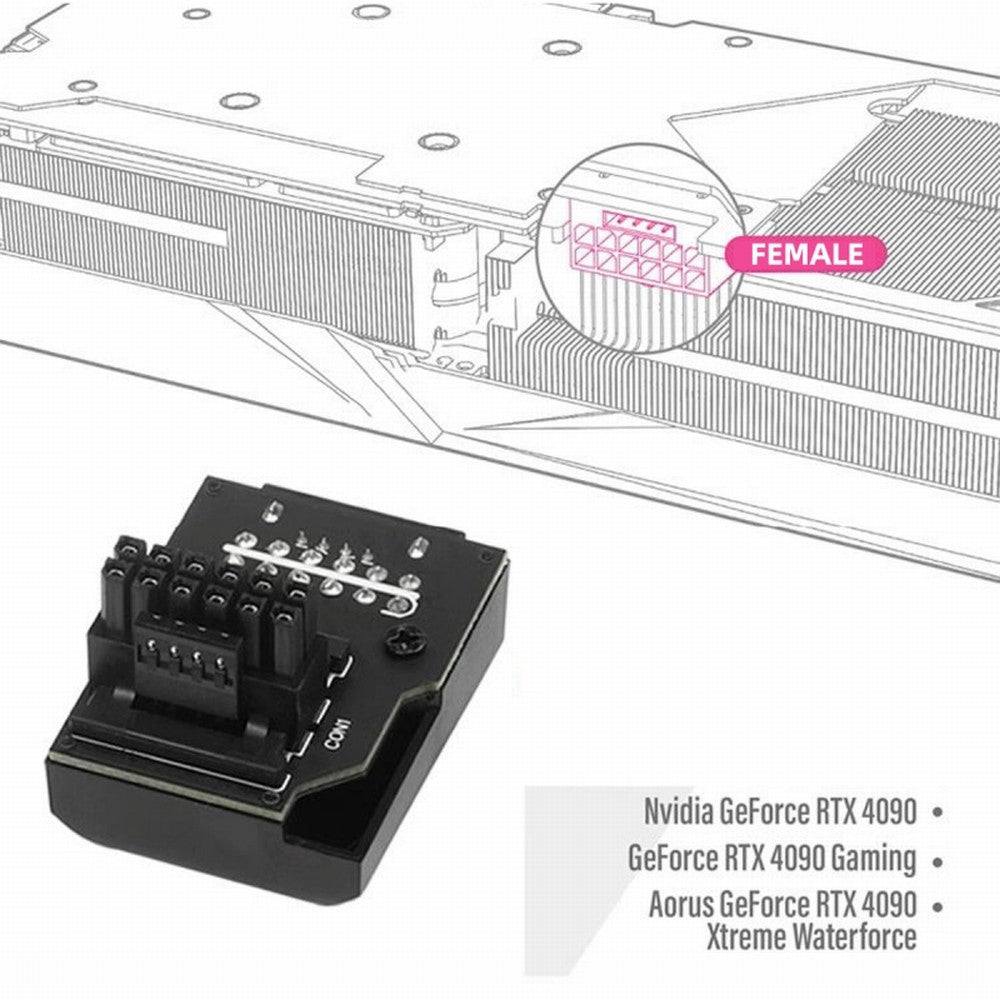 12VHPWR ATX3.0 PCI-E 5.0 Power Modular Male to Female Adapter Extension Up Angled 90 Degree for 3080 3090TI PSU 16Pin 12+4P Graphics Card PW-047-UP