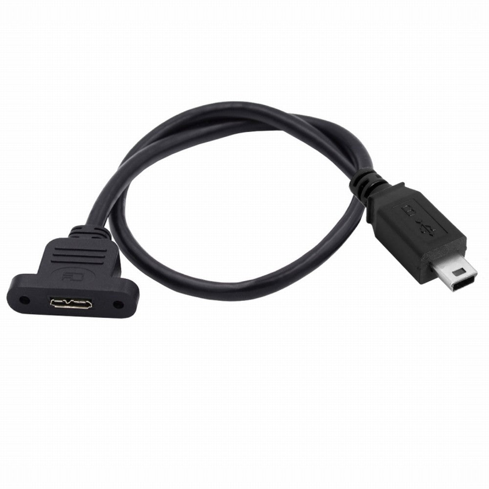 Mini USB 2.0 5Pin Male to Micro 3.0 Type-B Female Screw Mount Type Extension Cable 480Mbps U3-012-MN
