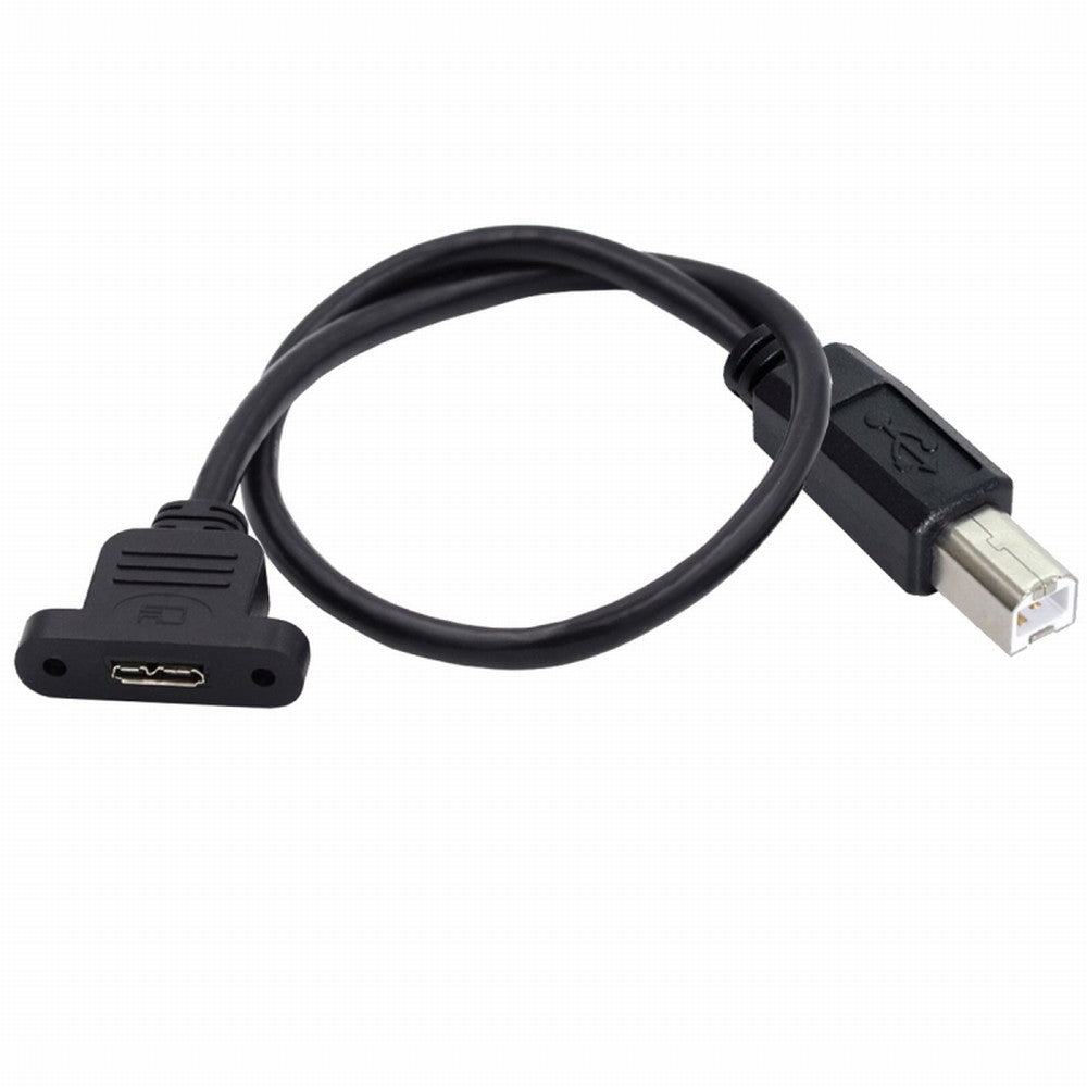 Type-B USB2.0 Male to Micro 3.0 Type-B Female Screw Mount Type Extension Cable 480Mbps U3-012-BM