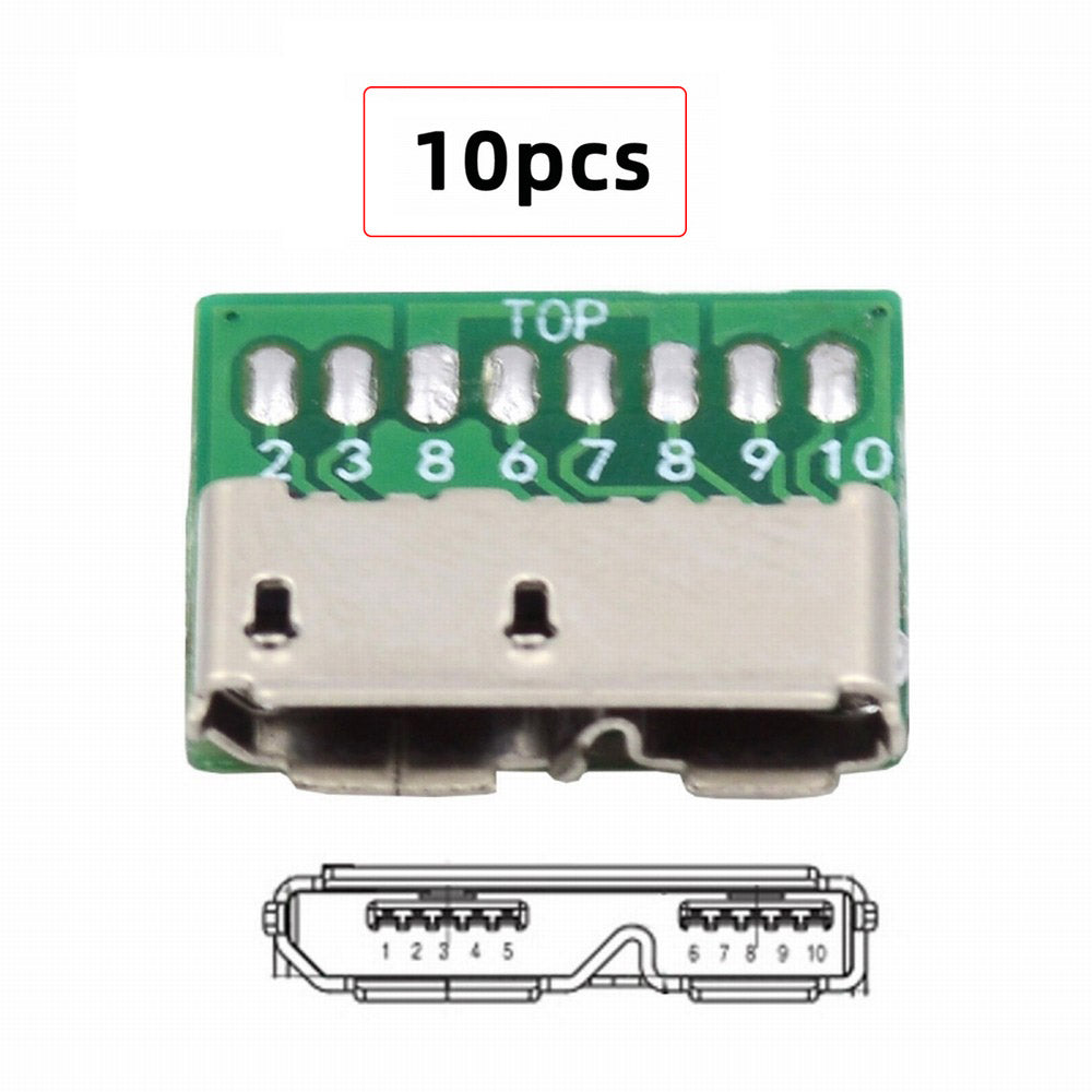 10pcs Micro USB 3.0 10pin Female Socket Receptacle Board Mount SMT Type with PCB for USB Disk DIY OEM CN-007