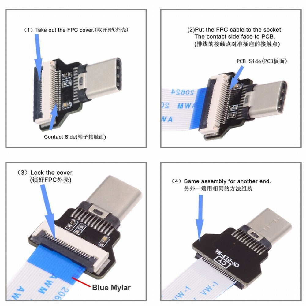 OTG USB-C Type-C Male Host to 5Pin Micro USB 2.0 Male Target Data Flat Slim FPC Cable 13cm for FPV Disk Phone Laptop UC-019-MM