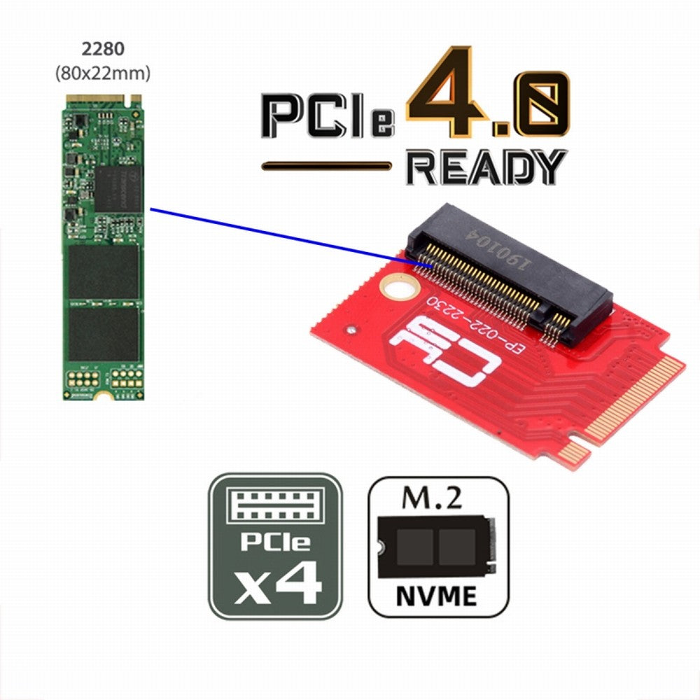 NVME M-Key 22x30mm to 22x80mm NGFF Extension SSD Upgrade Adapter Compatible with ROG Ally Gaming EP-022-2230MM