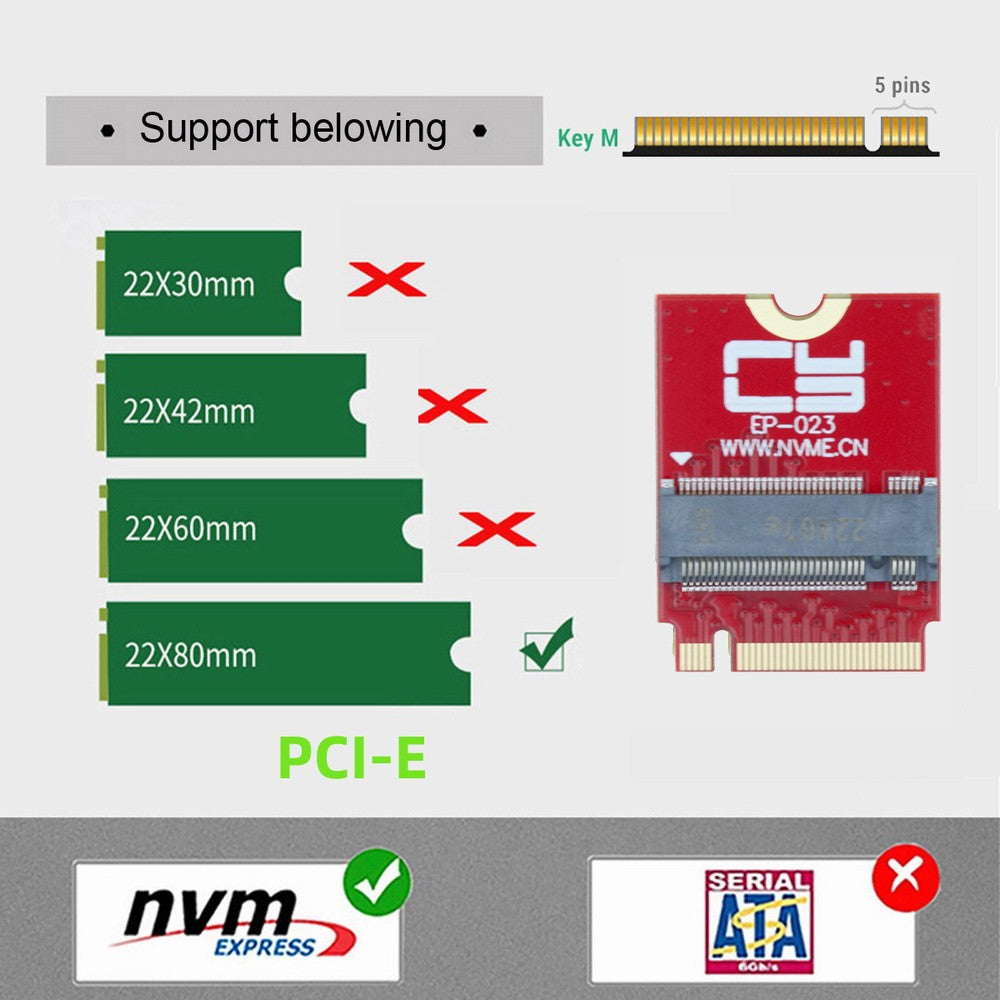 NVME M-Key 22x30mm to 22x80mm NGFF Extension SSD Upgrade Adapter Compatible with ROG Flow X13 Gamings Laptop EP-023