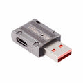 USB-C USB 3.1 Type C Female to USB 3.0 Type-A Male 90 Degree Left Angled Slim Type 10Gbps Data 120W Power Adapter Mecha Cyberpunk Style UC-029-TC004