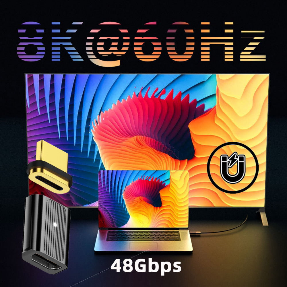 Magnetic Connector 8K Type-A HDMI 2.1 Male to Female Straight Video Adapter for Laptop HDTV HD-042-MF