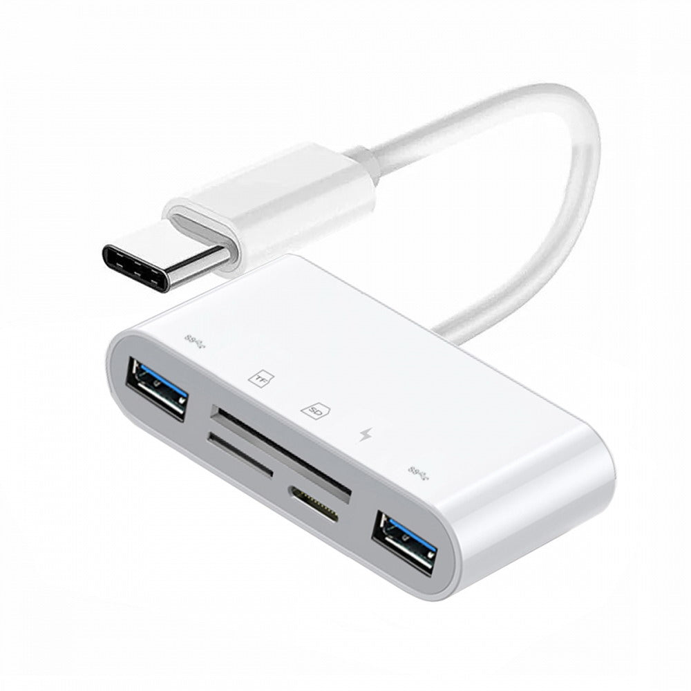 USB 2.0 Type C USB-C to TF Micro SD SDXC Dual USB3.0 Female Card Reader PD 27W Adapter for Laptop Tablet Phone UC-155-SD005