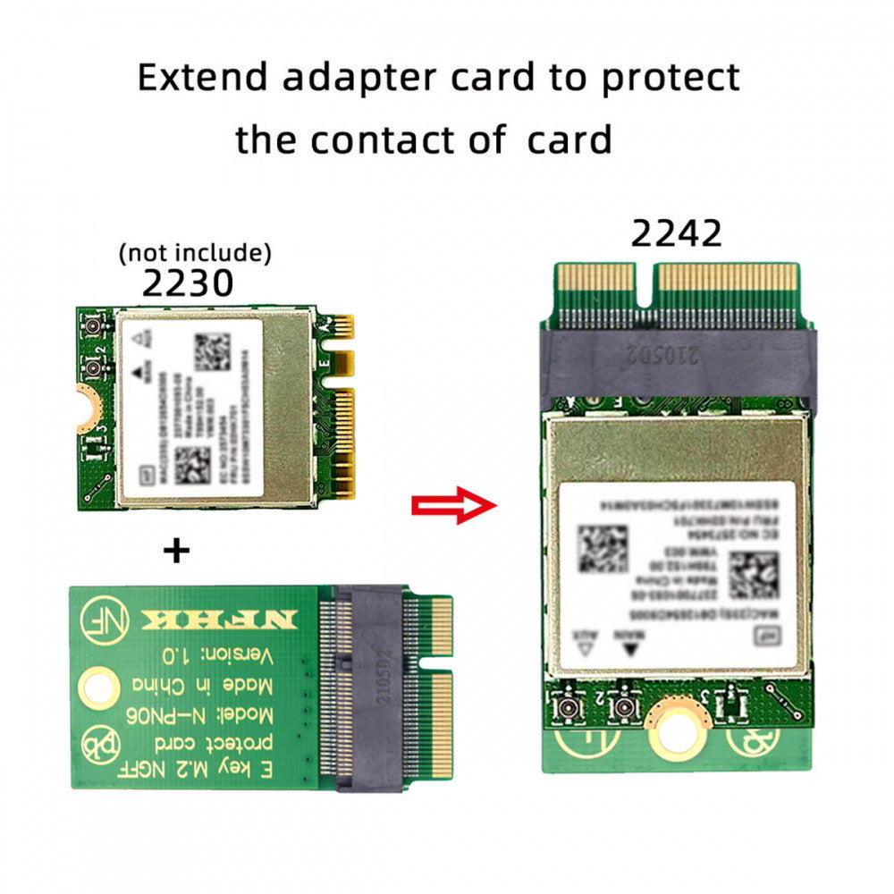 NGFF E-Key A+E Key 22x30mm to 22x42mm Male to Female Extension Adapter for Wireless Card SA-068-EKEY