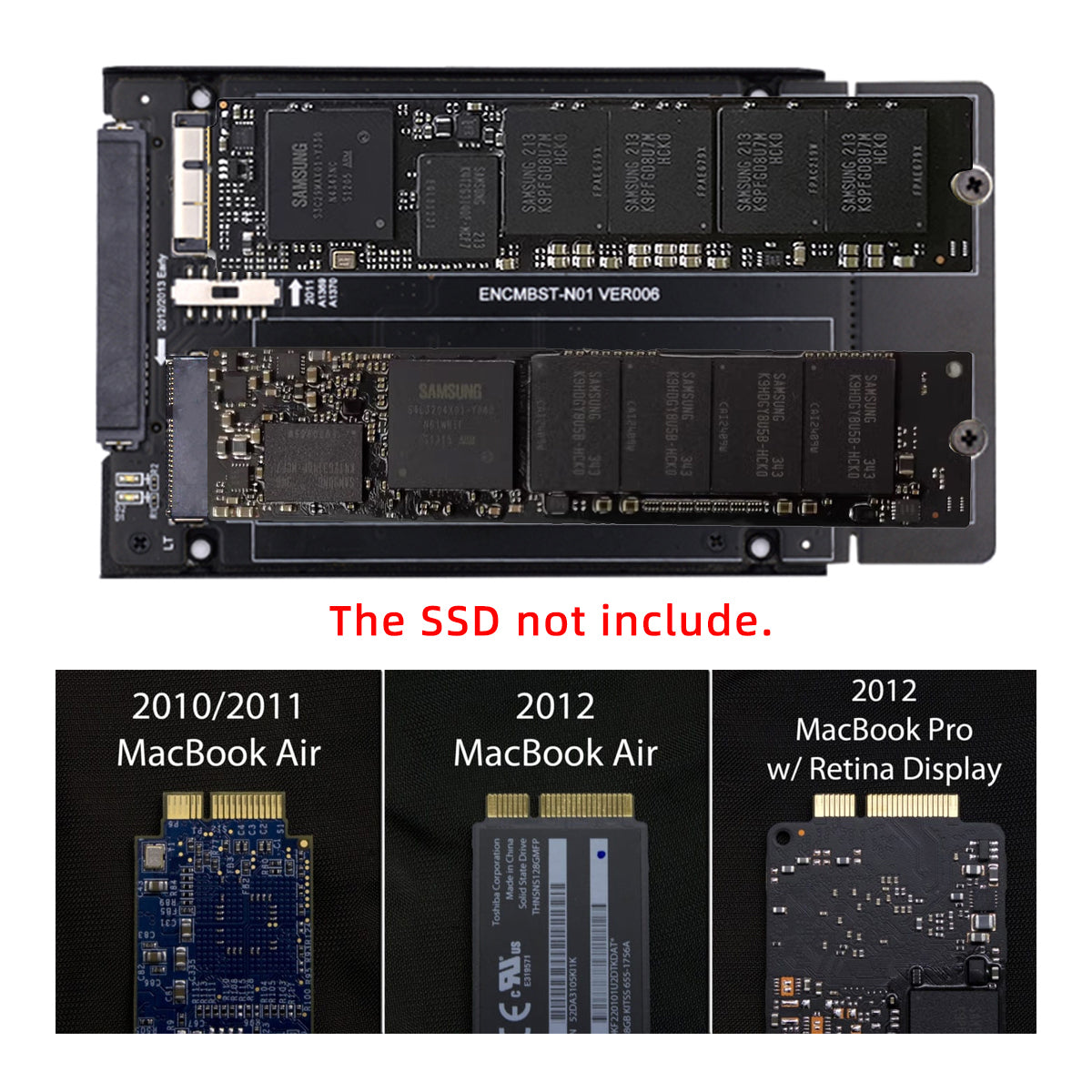 2.5inch SATA 22Pin to 2010 2011 2012 Mac Air Pro Retina SSD 12+6Pin 17+7Pin A1425 A1398 MC975 MC976 Case Enclosure SA-072