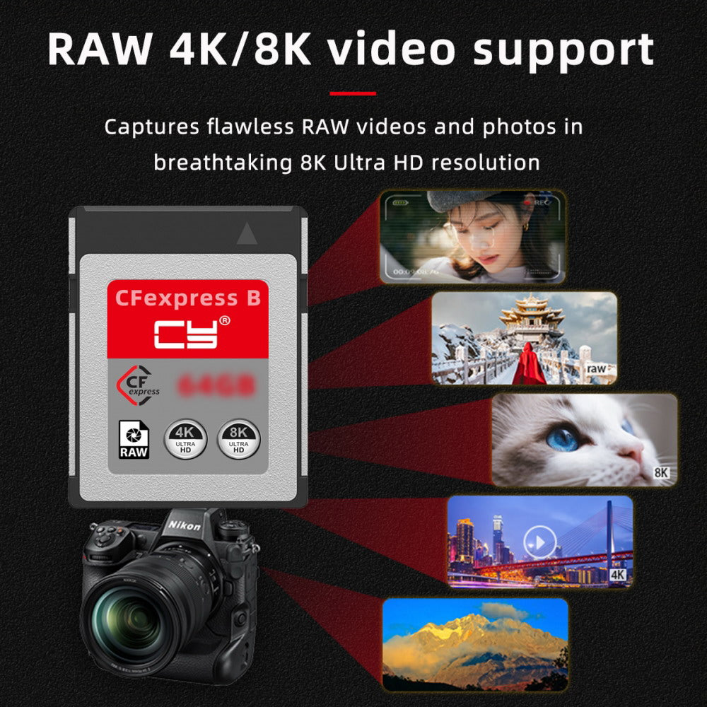 CFexpress Type-B 128GB Memory Card CFE CFB Adapter Compatible with XS Camera 8K RAW PCIe Expansion SA-079-128G
