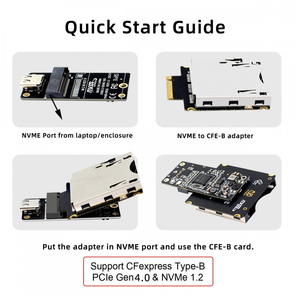 NGFF M.2 NVMe Host to CFExpress CFB Extension Adapter M2 M-key for CFE Type-B Support R5 Z6 Z7 Memory Card SA-038-CFB
