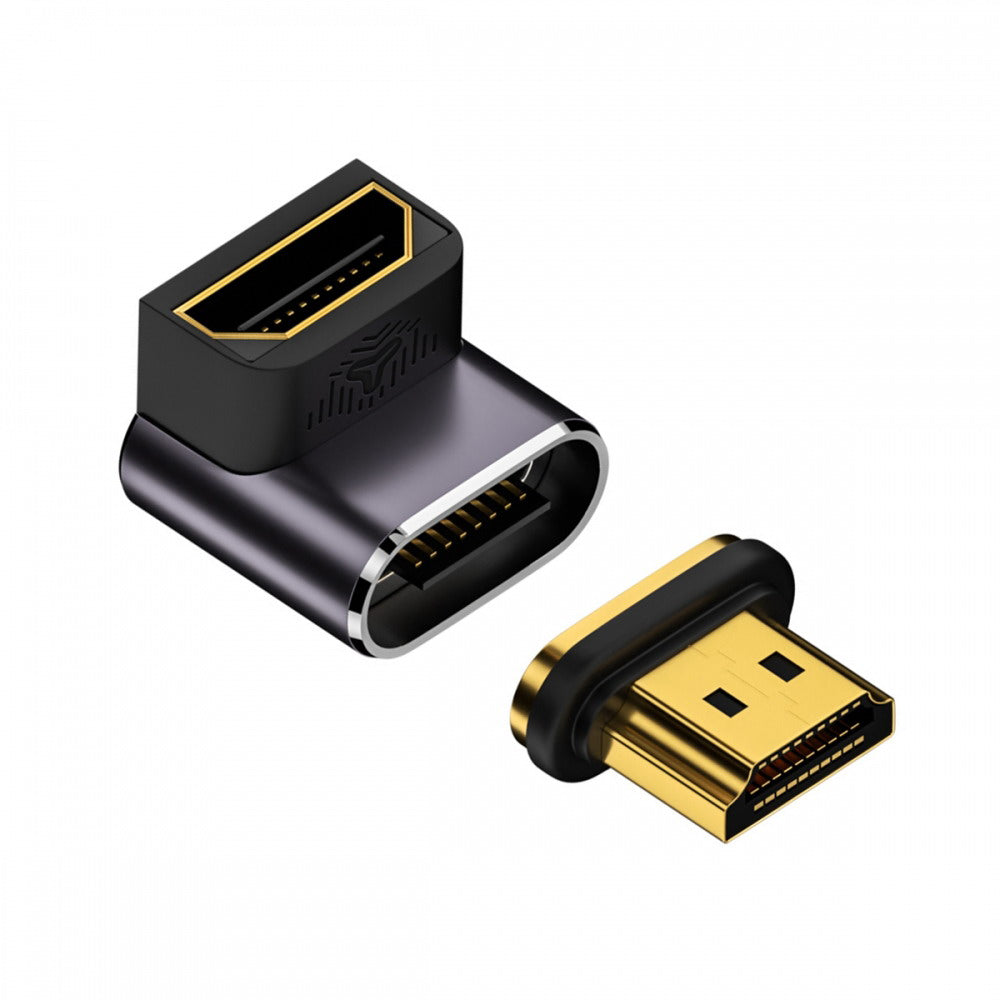 90 Degree Down Angled Magnetic 8K Type-A HDMI 2.1 Male to Female Straight Video Adapter for Laptop HDTV HD-042-DN