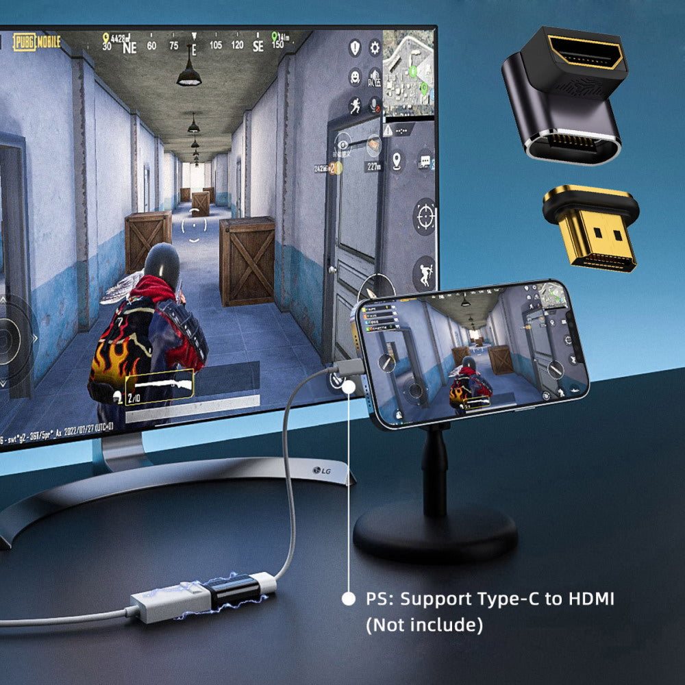 90 Degree Down Angled Magnetic 8K Type-A HDMI 2.1 Male to Female Straight Video Adapter for Laptop HDTV HD-042-DN
