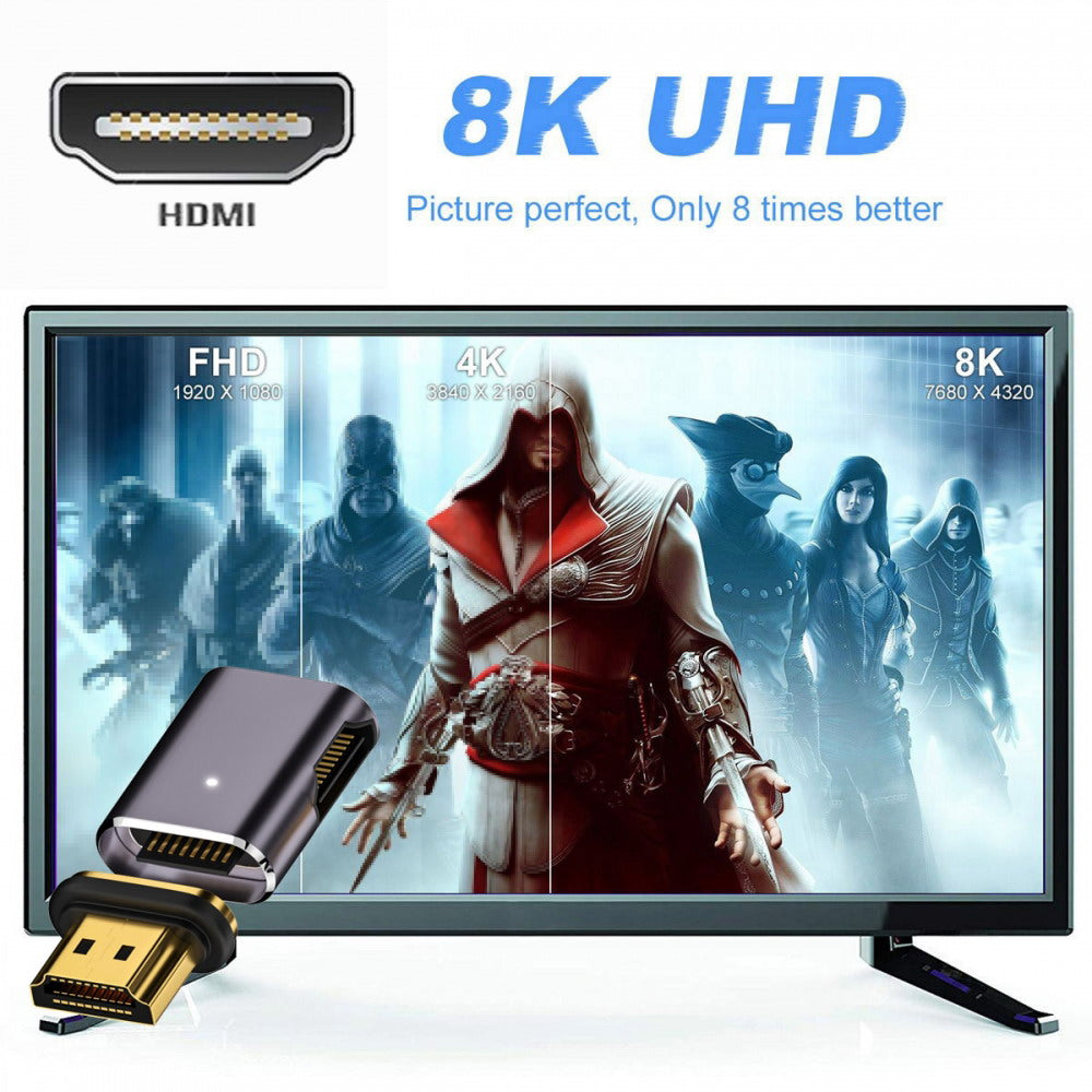 90 Degree Right Angled Magnetic 8K Type-A HDMI 2.1 Male to Female Straight Video Adapter for Laptop HDTV HD-042-RI