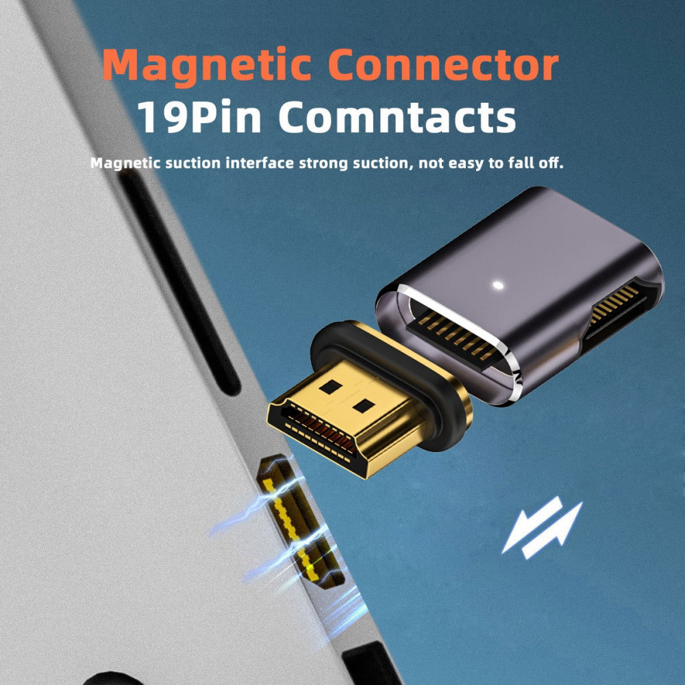 90 Degree Right Angled Magnetic 8K Type-A HDMI 2.1 Male to Female Straight Video Adapter for Laptop HDTV HD-042-RI