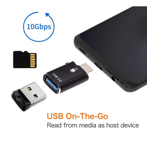 10Gbps USB-C Type-C to USB 3.0 Female OTG & TF Micro-SD Card Reader Adapter for Laptop Tablet Phone UC-035-TF
