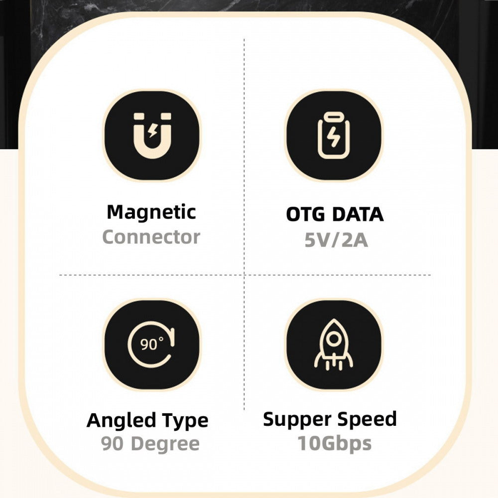 Magnetic Connector 10Gbps Type C Male to USB3.0 Female 90 Degree Up Down Angled OTG Data Adapter for Laptop Phone UC-028-AFU