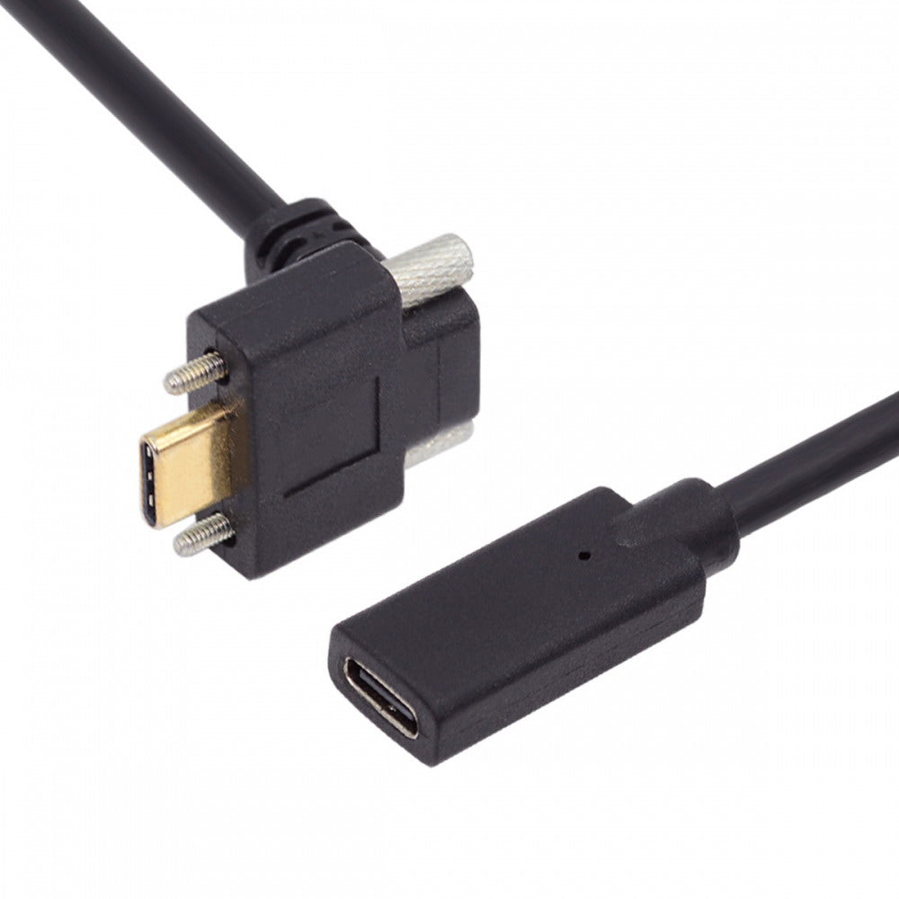USB-C USB 3.1 Type C Up Angled Male to Female Extension Data Screw Locking Cable for for Realsense Camera VR Quest Link UC-041-UP