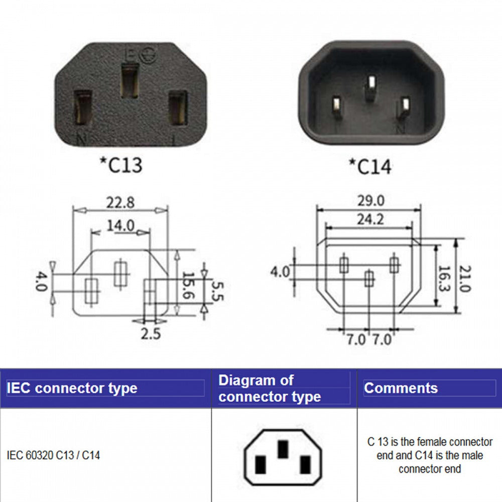 IEC Male C14 to Up Direction Right Angled 90 Degree IEC Female C13 Power Extension Adapter AC Convertor PW-031-UP