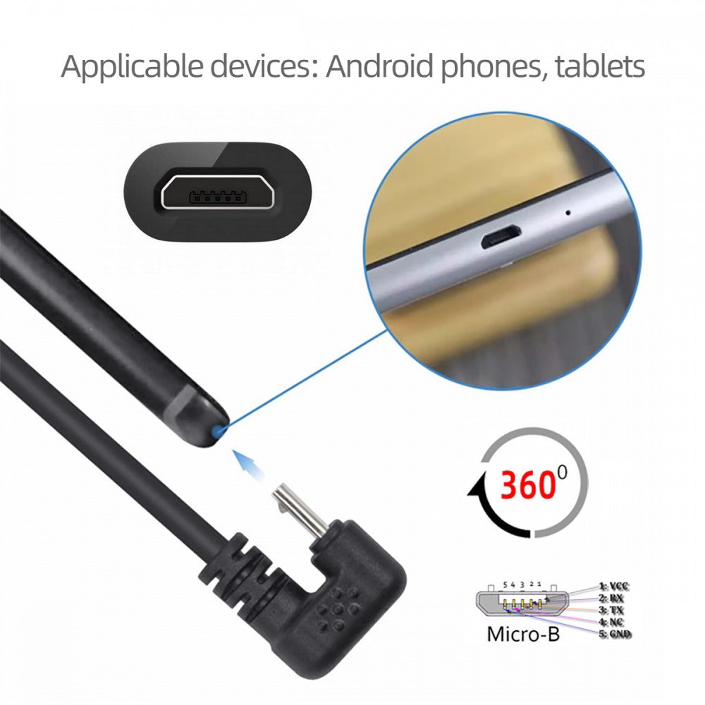 USB2.0 Type-A to Micro USB 5Pin Male to Male Power Data Cable 480Mbps Micro Opposite U Shape Back Angled U2-089-OS