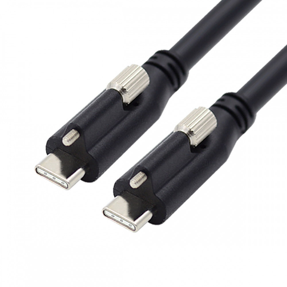 USB 3.1 Type-C Locking to Locking USB-C Data Power Cable for Camera With Single Panel Mount Screw Connector UC-047-1.2M