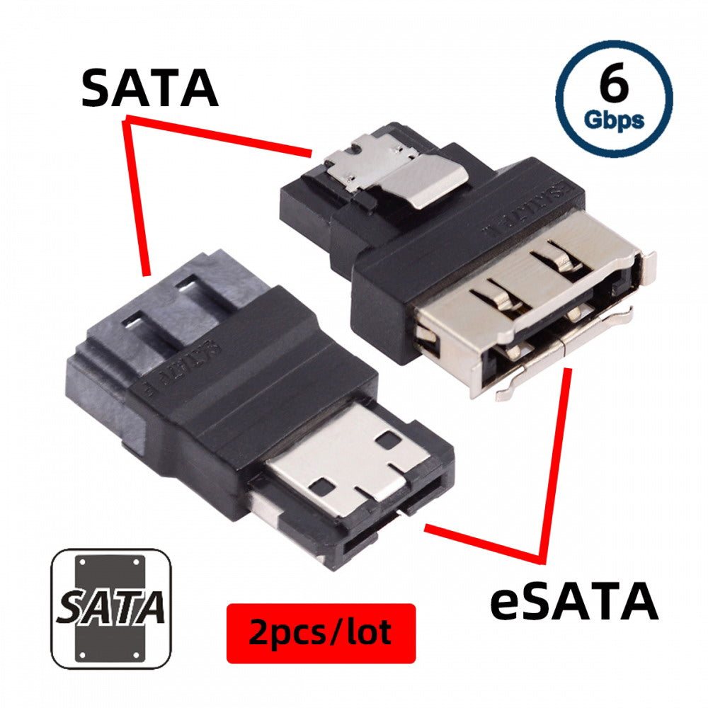 2pcs/lot SATA 7Pin Male to ESATA Female & External ESATA to SATA Adapter Extender for SSD Disk SA-082