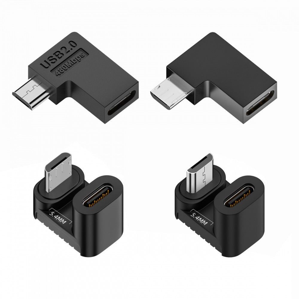4pcs/lot USB-C USB2.0 Type C Female to Micro USB Male Power Data Adapter 90/360 Degree Angled Type UC-102