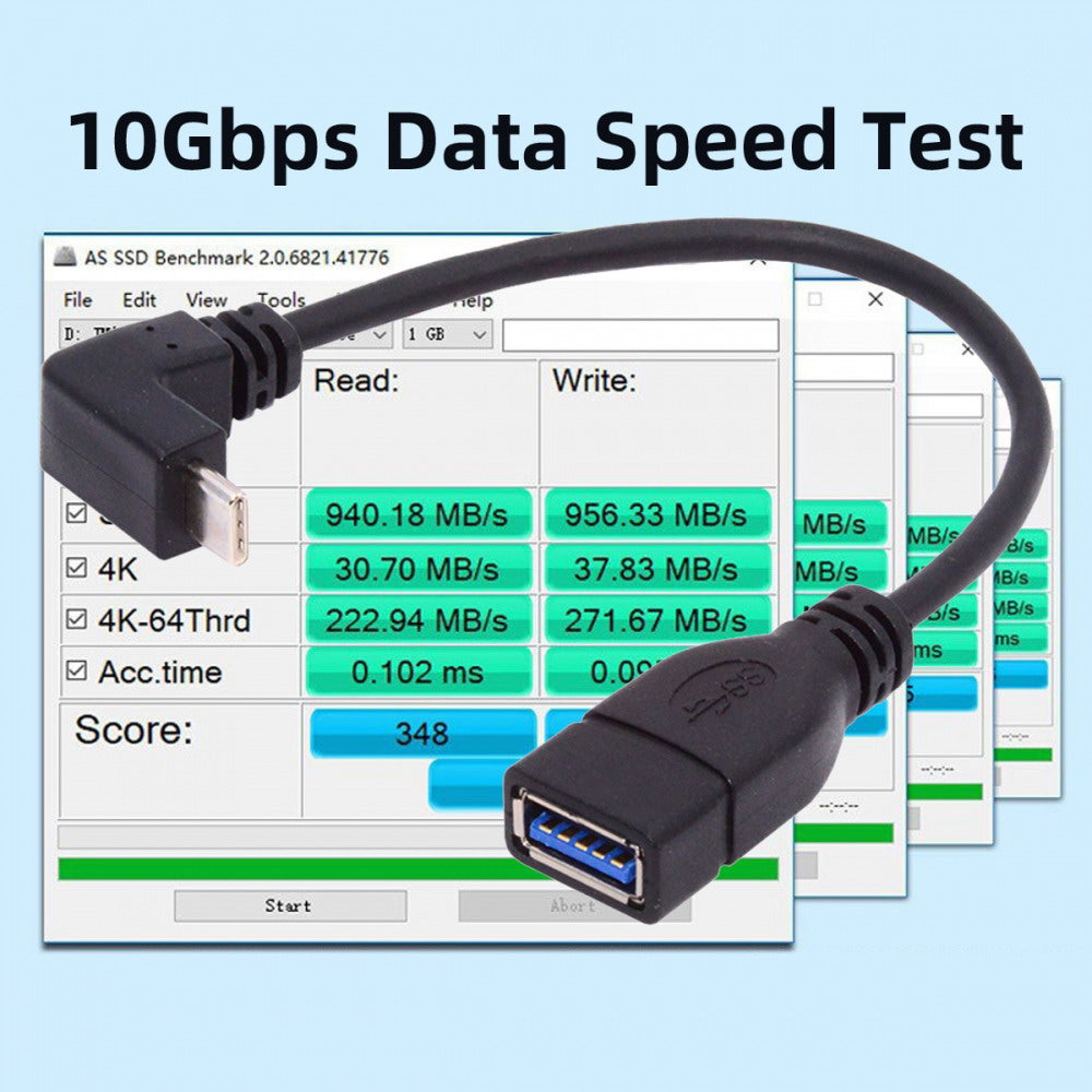 USB-C USB 3.1 Type-C Male to USB 3.0-A Female 10Gbps OTG Data Power Cable Up Down Angled UC-200-UP