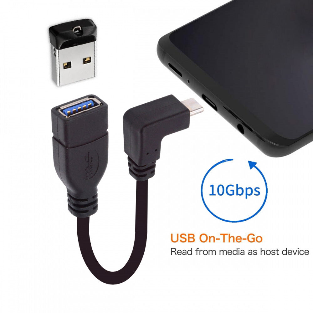 USB-C USB 3.1 Type-C Male to USB 3.0-A Female 10Gbps OTG Data Power Cable Up Down Angled UC-200-UP