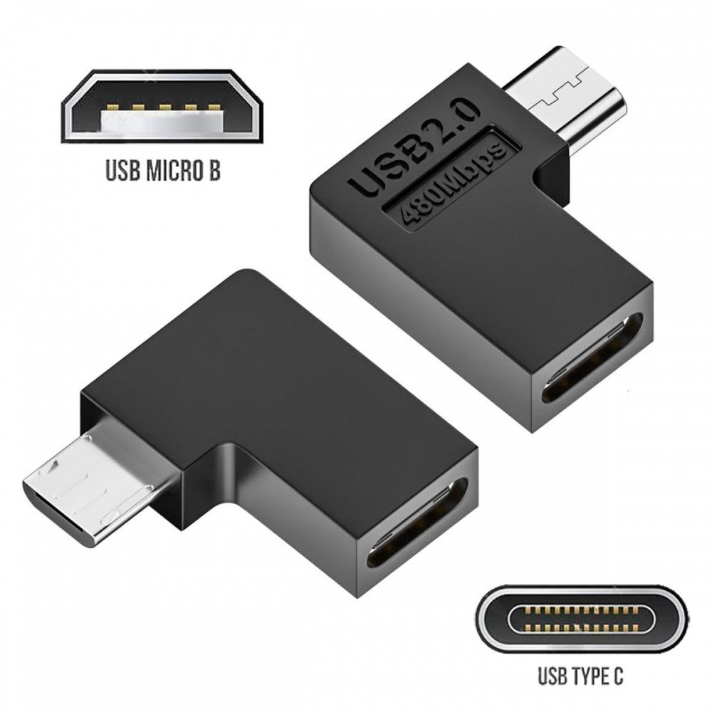 4pcs/lot USB-C USB2.0 Type C Female to Micro USB Male Power Data Adapter 90 Degree Left Angled Type UC-102-LE-4PCS