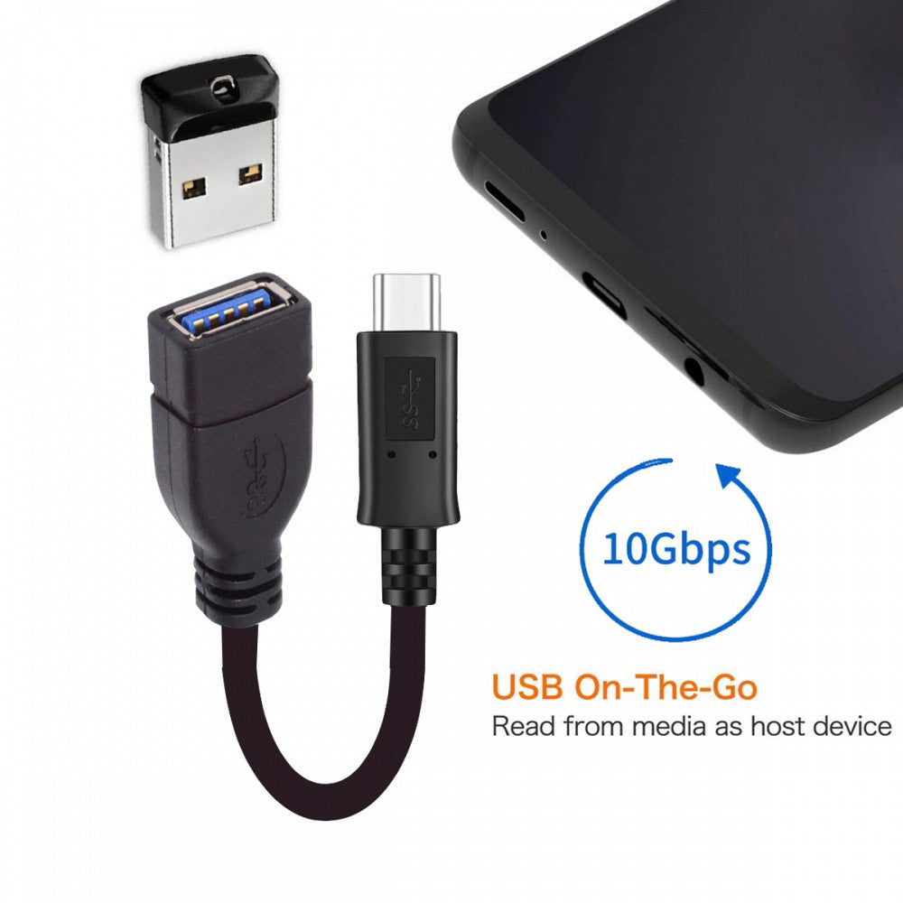 Reversible Design USB 3.0 3.1 Type C Male Connector to A Female OTG Data Cable for Tablet Mobile Phone UC-200-BK