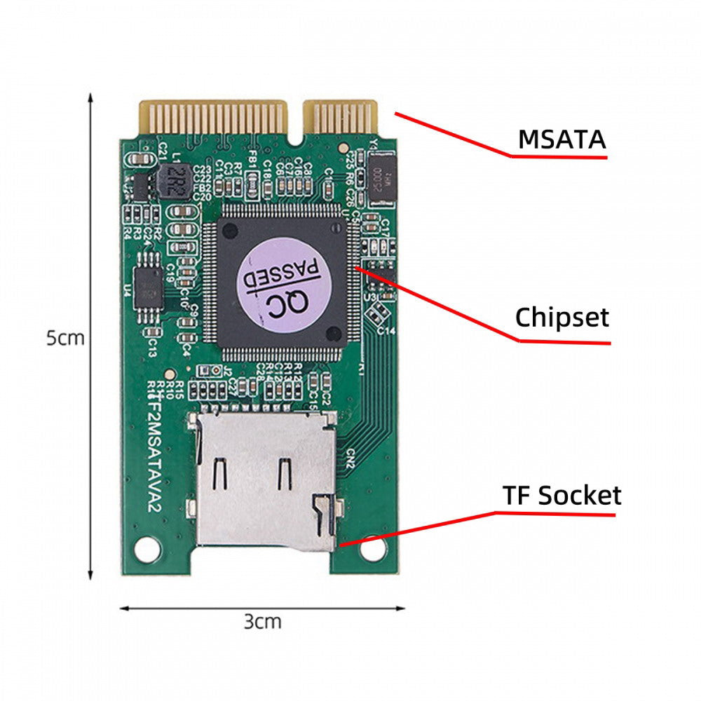 30x50mm MSATA to Micro SD T-Flash TF Card Rearder Adapter Embedded for Industrial Mobile SSD EP-041-3050MM