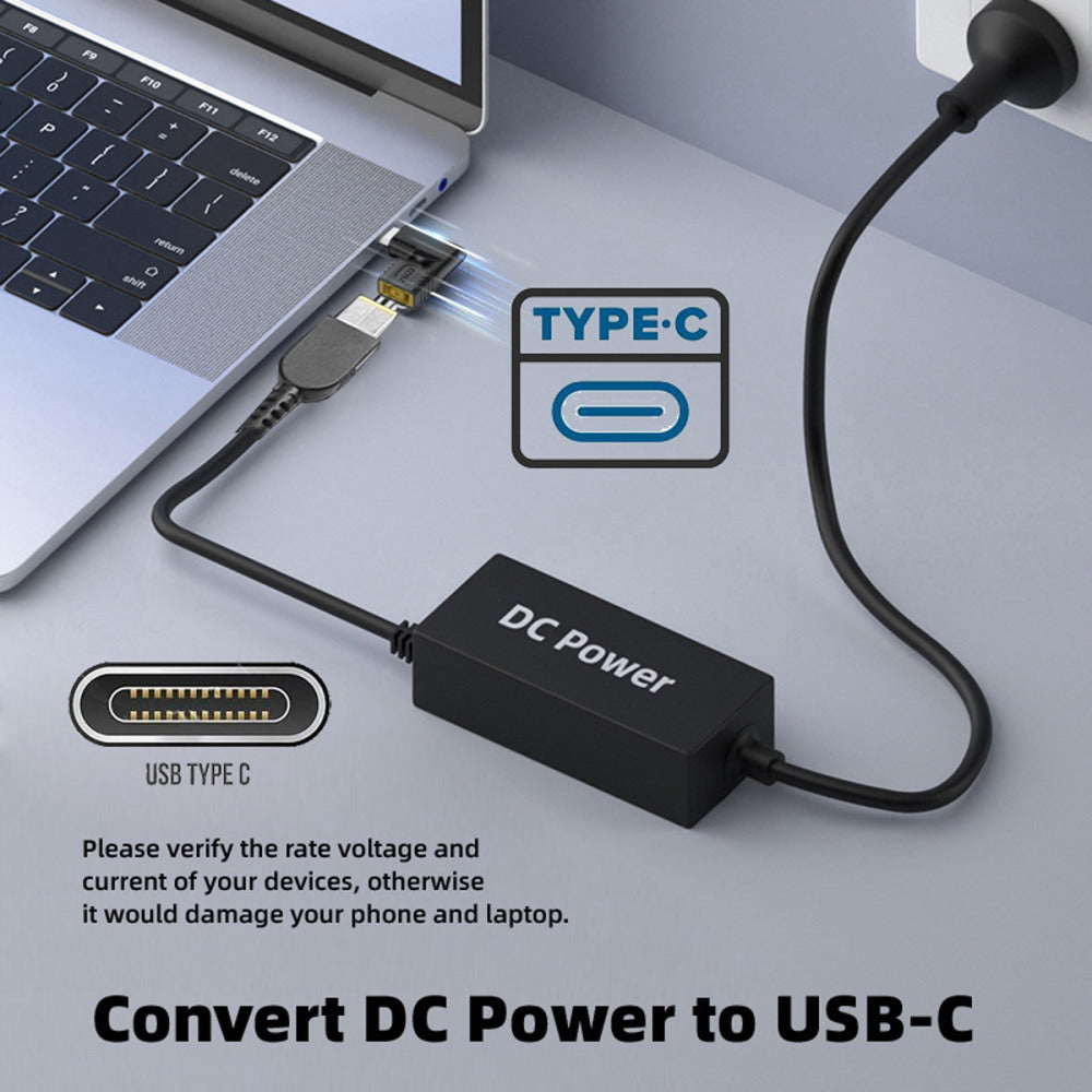 140W 100W Rectangle Jack Thinkpad X1 Input to USB-C Type-C Angled 90 Degree Power Plug Charge Adapter for Laptop Phone UC-066-1145MM
