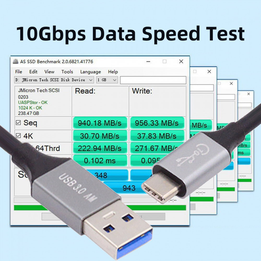 10Gbps USB 3.1 Type C Male to USB3.0 Type A Male Data Power Cable 5V3A for Laptop Phone Disk UC-036-0.30M/UC-036-0.50M