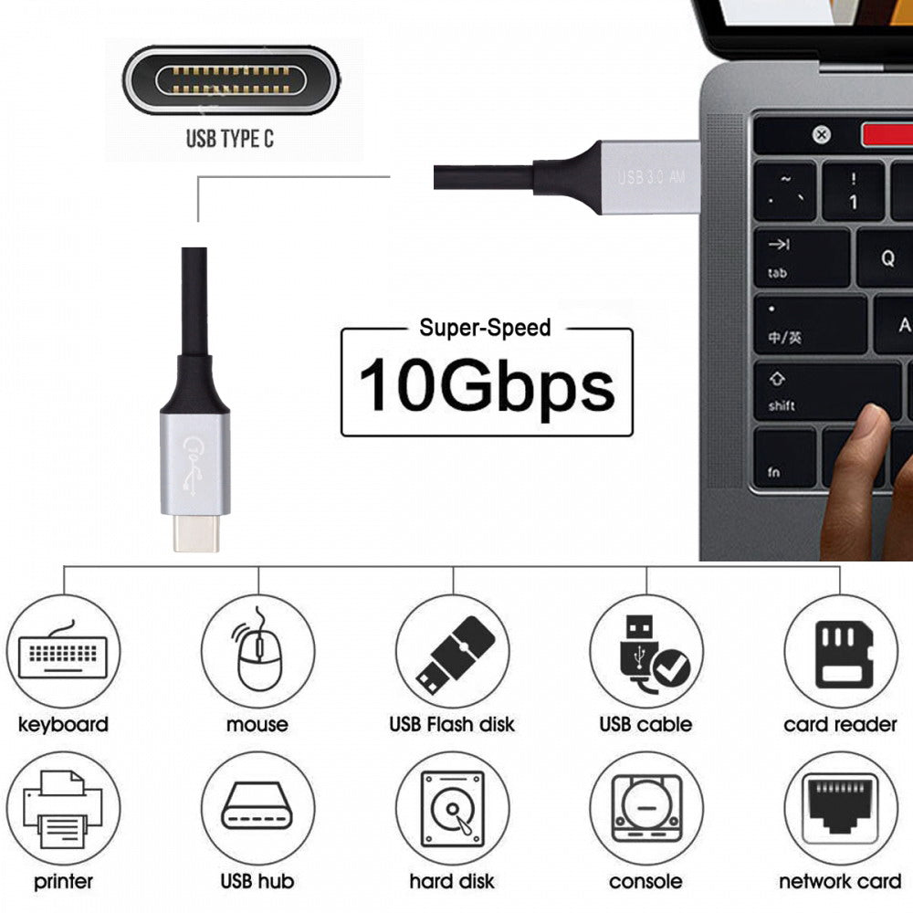 10Gbps USB 3.1 Type C Male to USB3.0 Type A Male Data Power Cable 5V3A for Laptop Phone Disk UC-036-0.30M/UC-036-0.50M